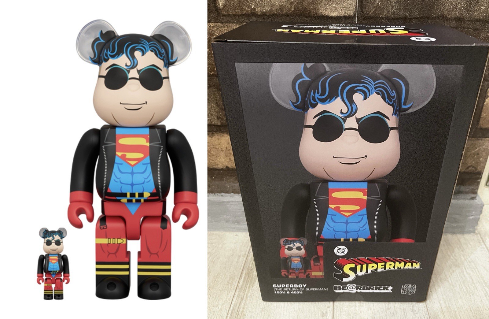 Medicom BE@RBRICK Superboy 400%,100% 2025 Bearbrick Authentic Superman