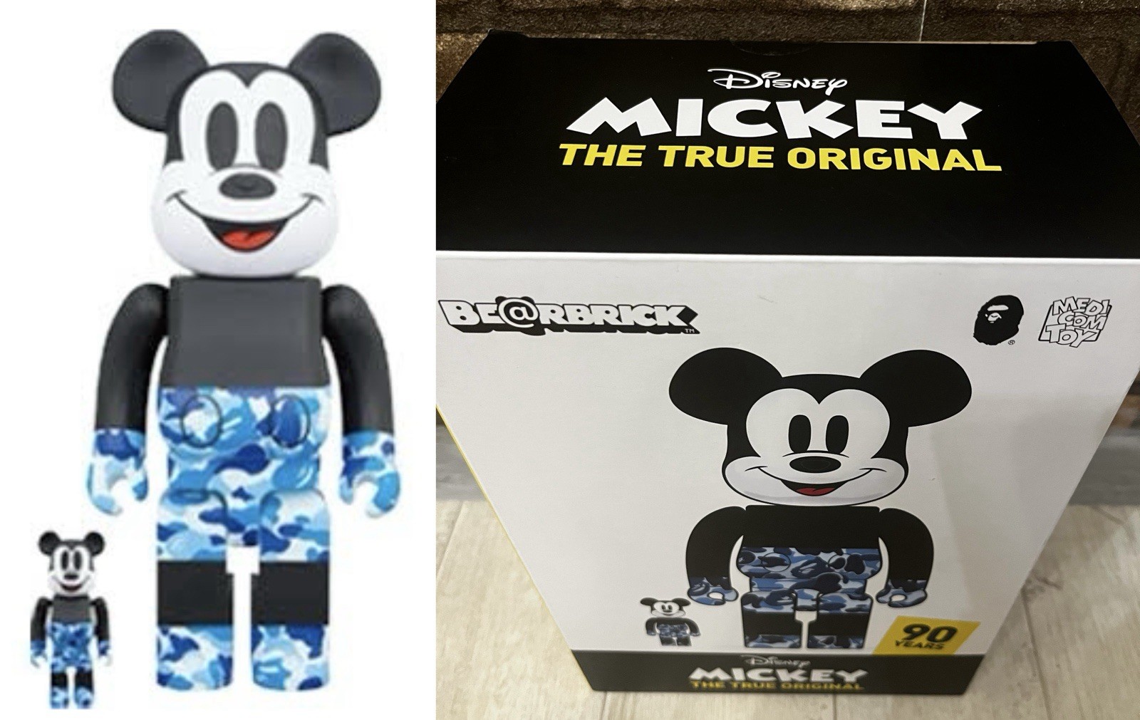Medicom Toy BE@RBRICK Bape Mickey Camo 100%,400% Blue a bathing ape Authentic