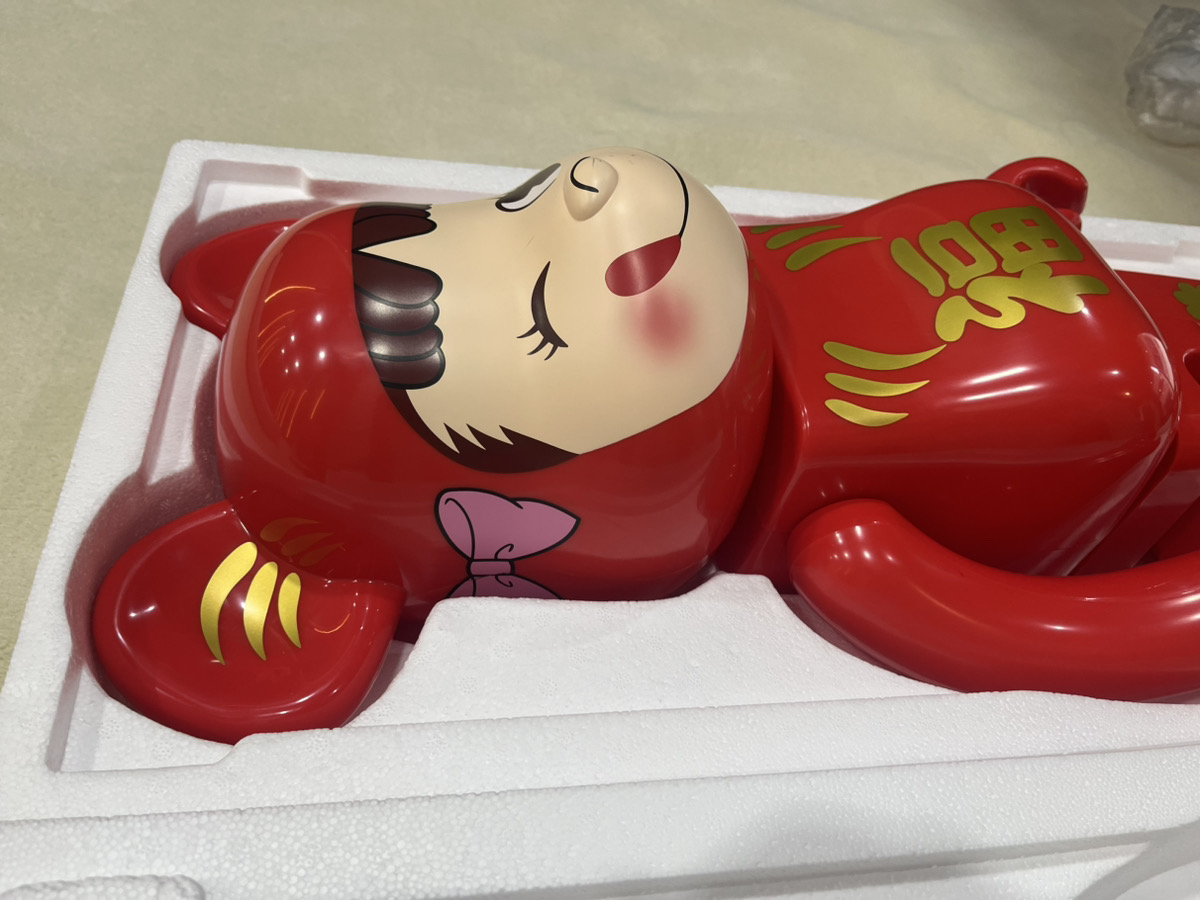 BE@RBRICK Peko-chan Daruma Red 1000% Medicom Toy Fujiya Bearbrick Used Beautiful photo 2