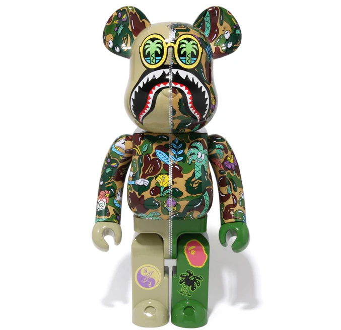 Medicom BE@RBRICK Bape Steven Harrington Camo Shark 1000% Green Bearbrick GRN