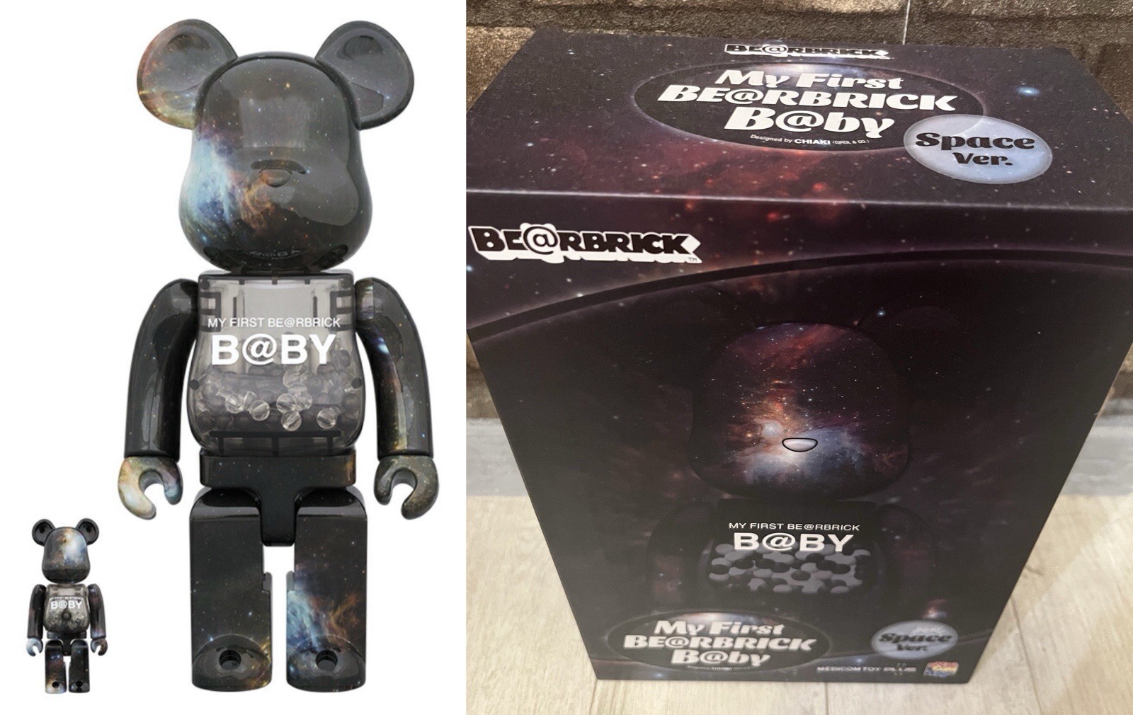 My First BE@RBRICK B@BY Space ver. 400%,100% Bearbrick Chiaki 2019 Authentic