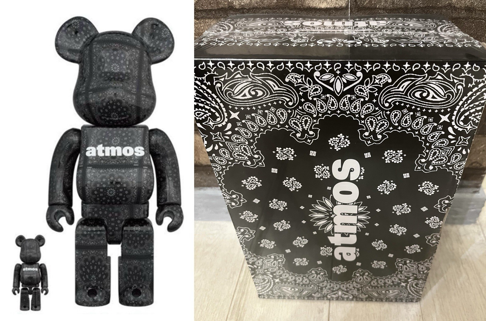 Medicom BE@RBRICK Atmos Bandana Black B&W ver 400%,100% Bearbrick 2021 Authentic